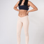 Leggings Lunghi Jersey di Cotone Beige-1