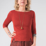 Maglietta Spacchetti Bamboo Manica Tre Quarti Rossa-2