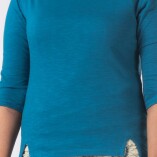 Maglietta Spacchetti Bambù Manica Tre Quarti Blu Cobalto-1