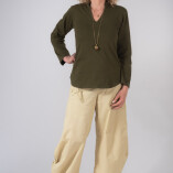 Pantaloni Aladino con Tasche Cotone bio Tinta Vegetale Verde chiaro-1