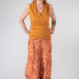 Pantaloni Aladino con Tasche Cotone bio Tinta Vegetale Orange Mandala-1