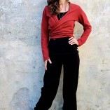cardigan wrap cotone bambù rosso fronte