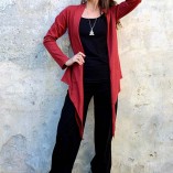 cardigan wrap cotone bambù rosso fronte aperto