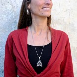 cardigan wrap cotone bambù rosso fronte dettaglio